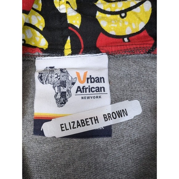 Urban African New York Hoodie Sweatshirt Tribal Prints Gray Zip Up Pockets XXL - Picture 3 of 9